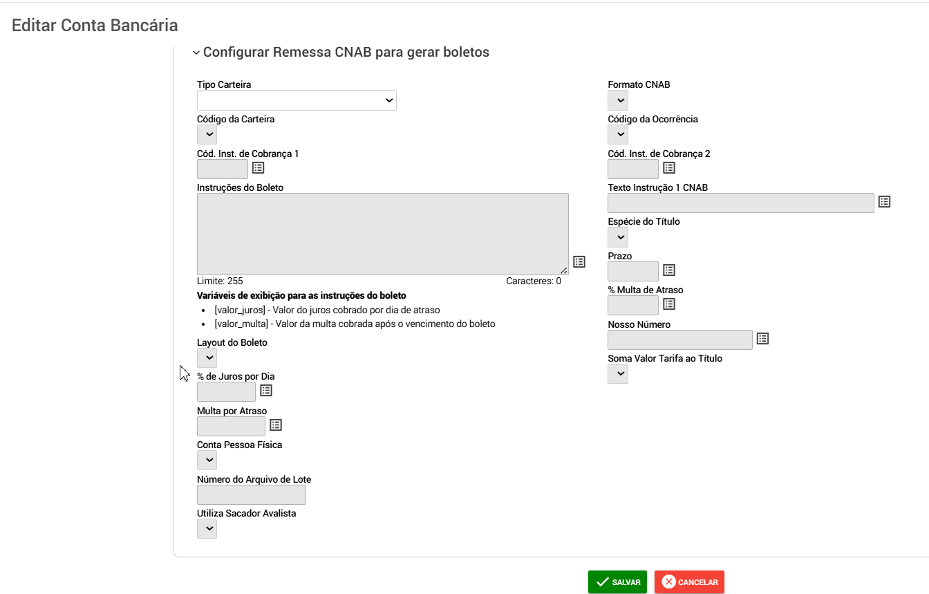 Configurar CNAB e Borderô – iQuattro Ajuda